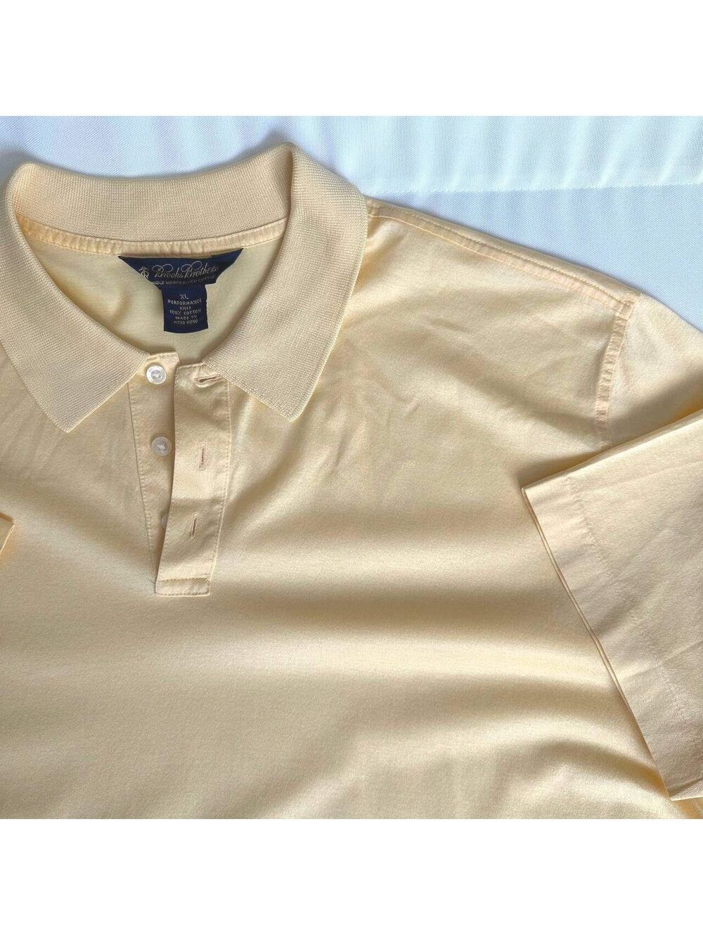 Brooks Brothers XL Yellow Double Mercerized Cotton Knit Polo short sleeves